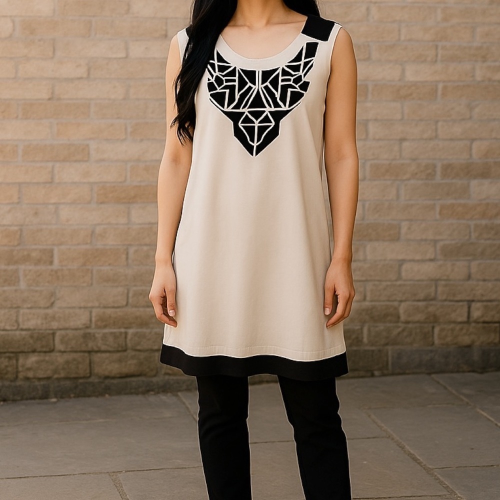 BLU Pepper Hi Low Ivory Sleeveless Tunic‎ or Mini Dress S